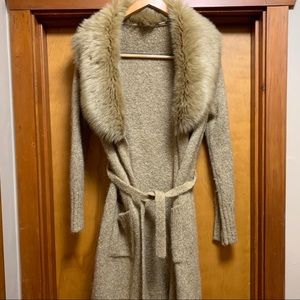 Fur Collar Sweater Jacket - size medium